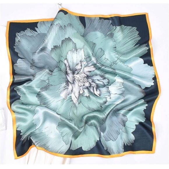 Calm Blue Silk Scarf - Picture 2 of 4
